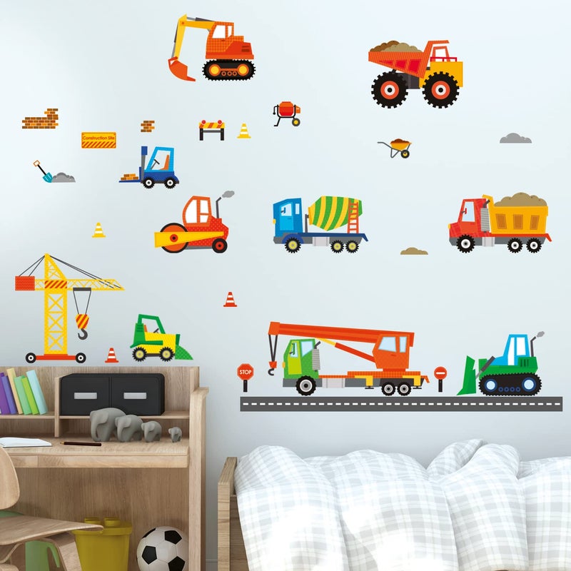 DECOWALL DS-8012 Construction Site Cars Island Kids Wall Stickers Wall Decals Peel and Stick Removable Wall Stickers for Kids Nursery Bedroom Living Room (Small) d?cor - Image 2